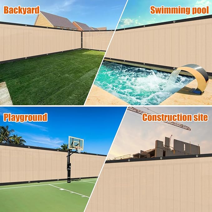AYOHA 4' x 59' Privacy Fence Screen Fabric Mesh Shade Net Cover, Heavy Duty 160 GSM Privacy Barrier for Chain Link Fence, 90% Privacy Blockage, Excellent Airflow, Cable Zip Ties Included, Beige