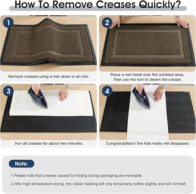 Extra Large Front Door Mat Outside Entrance Indoor Doormat, 60" x 34" Outdoor Mats for Patio Waterproof, Outdoor Door Mats for Outside Entry, Indoor Rugs for Entryway, Sturdy Natural Rubber, Begie