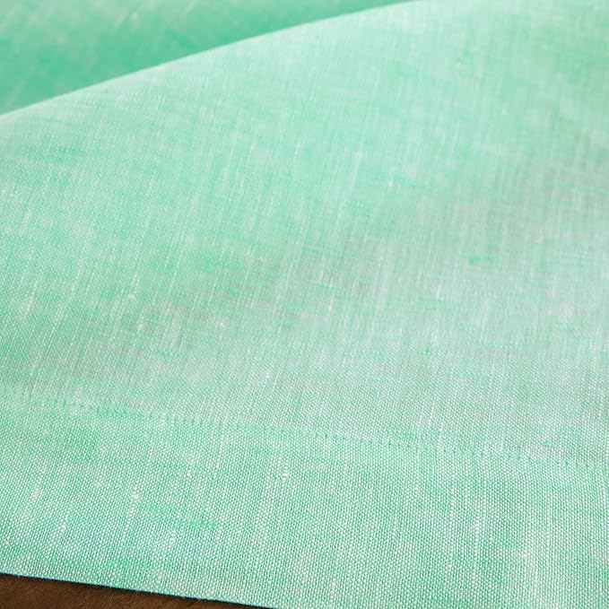 Solino Home Linen Table Runner 72 Inches Long - Athena, 100% Pure Linen Chambray Aqua Dining Table Runner 14 x 72 Inch for Winter, Spring, Easter