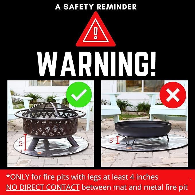 36" Fire Pit Protector for Deck or Patio, Thick Heat Resistant Deflector, Triple Layer BBQ Mat