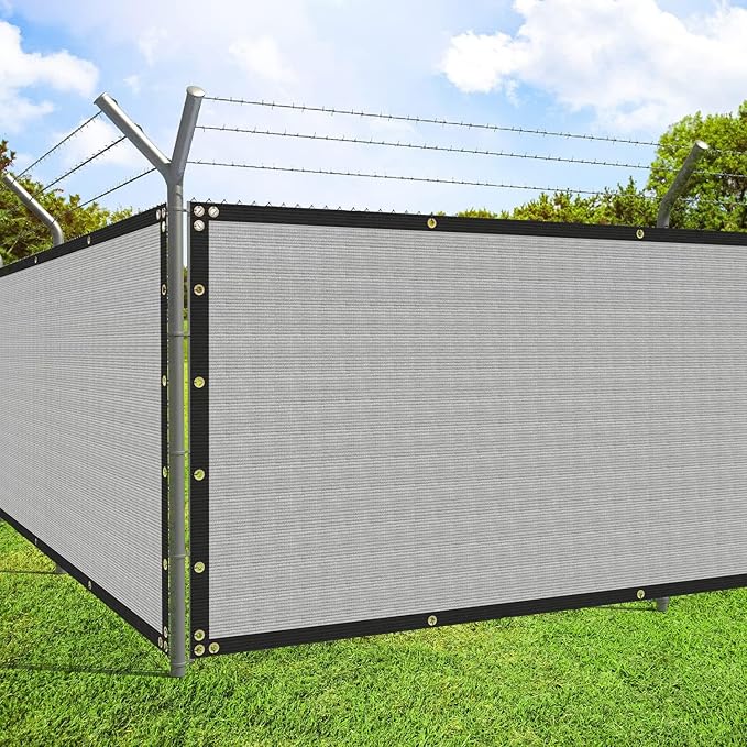 ECOOPTS 4'x135' Privacy Fence Screen Windscreen with Copper Grommets, Fit for Commercial Fence and Residential Garden Outdoor 90% UV Blockage, Cable Zip Ties Included (Gray)