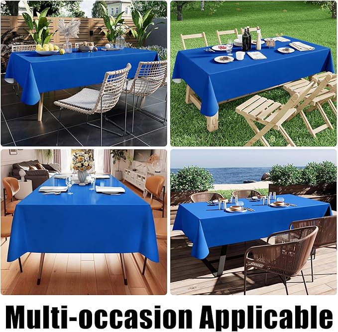 Smiry Rectangle Table Cloth 54x78 Inch, Waterproof Wipeable Vinyl Tablecloths Protector, Oil Spill Proof Plastic Table Cover for Dining, Picnic, Camping, Outdoor, Blue