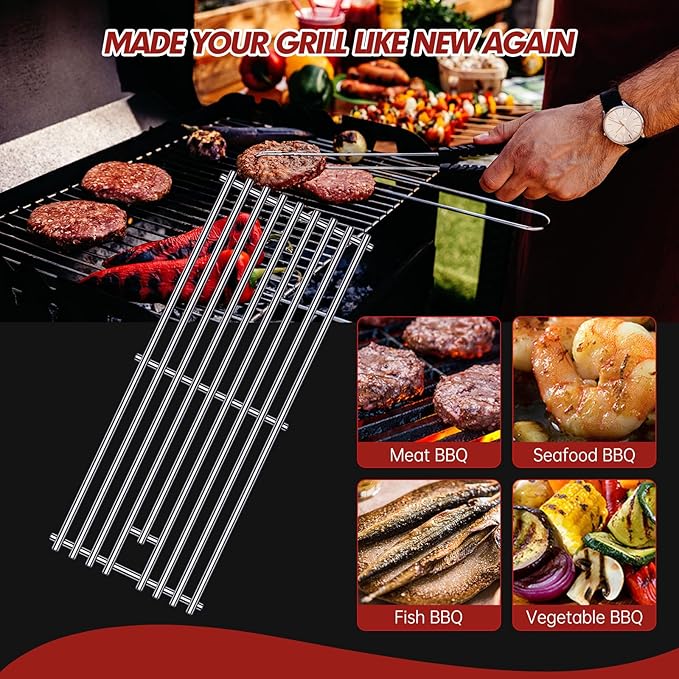 9MM 16517 Grill Grates Replacement for Bull Grill Replacement Parts, BBQ Bull Angus 4 Burner 47628 47629, Steer Premium 69008, Lonestar 87049, Bull Outlaw 26038 26039, Stainless Steel Grids