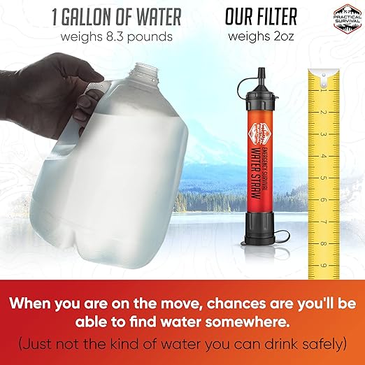 5 High-Capacity Emergency Water Straws – Lightweight, Reusable, 1800-gallon Filters for Camping, Hiking, Travel, Biking, Survival, and Emergencies. No Expiration Date, Perfect for preparedness