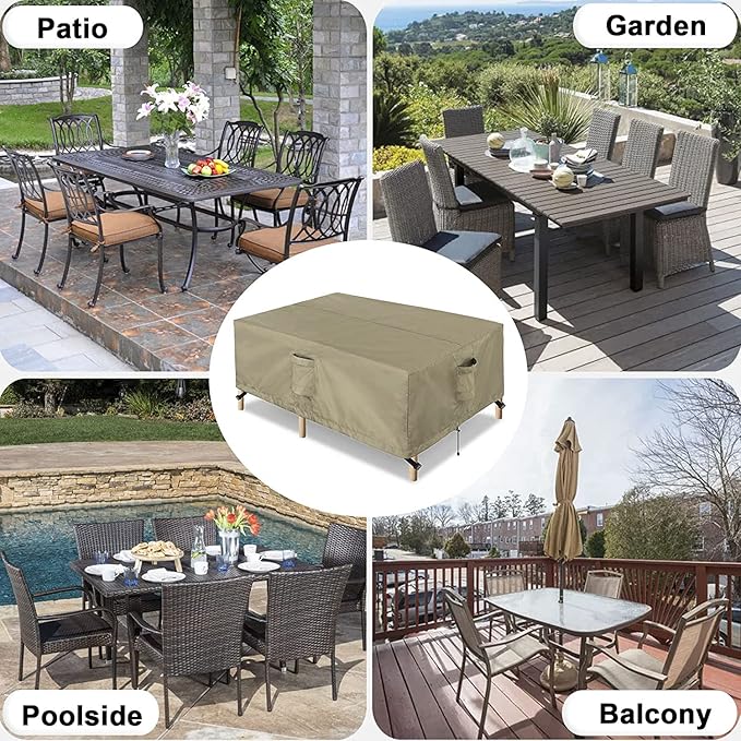 OutdoorLines Outdoor Waterproof Patio Table Furniture Set Covers - Square Couch Sectional Cover Outside Weatherproof Patio Furniture Covering for Deck, Lawn and Backyard 74" L x 74" W x 28" H, Camel