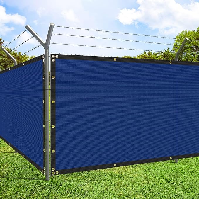 ECOOPTS 4'x140' Privacy Fence Screen Windscreen with Copper Grommets, Fit for Commercial Fence and Residential Garden Outdoor 90% UV Blockage, Cable Zip Ties Included (Blue)