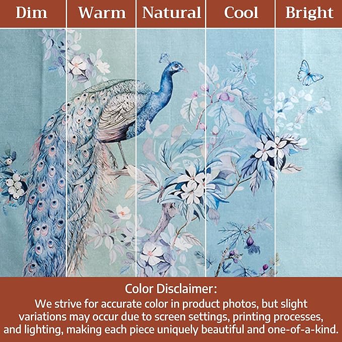 Maison d' Hermine Premium Table Cloth Rectangle Table 100% Combed Cotton 120 x 70 Inches Tablecloth Reusable Decorative for Dining Room Home Party Festive Wedding - Peacock Utopia - Pastel Turquoise
