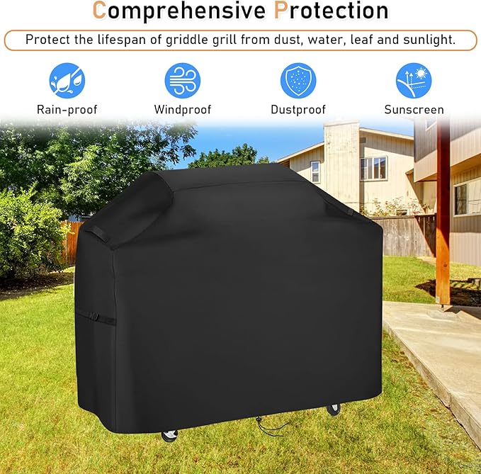 Flat Top Grill Cover for Royal Gourmet PD4001 4 Burner Propane Gas Griddle, Outdoor Griddle Grill Cover Waterproof Gas Flat Top Grill Cover - 56" L×25" W×37" H, Black