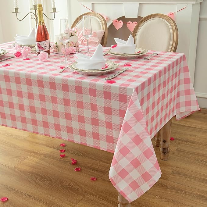Classic Gingham Buffalo Tablecloth Fabric - Oblong 58x144 Inch Water Proof Checkered Table Cloth for Indoor Outdoor - Table Cover for Birthday, Picnics, BBQs, and Parties