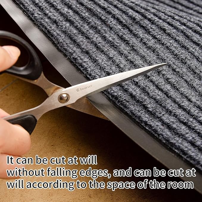 TANYOYO3' X 6' Commercial Grade Door Floor Mat Brush Step Entrance Mat Vinyl Backed Utility Doormat Heavy Duty Floor Rugs Commercial Outdoor Carpet Indoor Entrance Mat,Grey