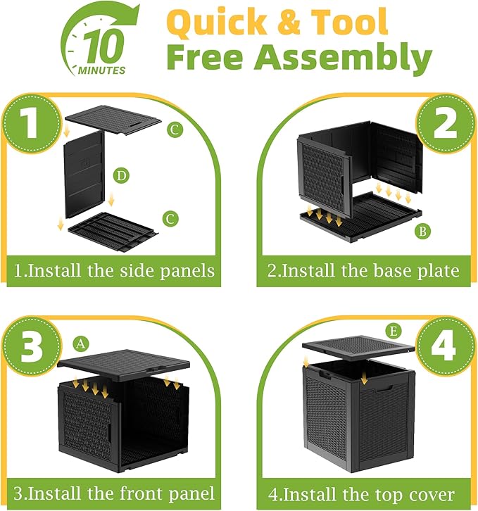 30 Gallon Waterproof Resin Deck Box, UV Resistant Outdoor Storage for Garden, Patio, Porch, Delivery(Black,31 Gallon)