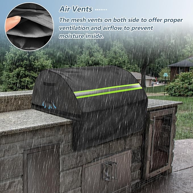 Built in Grill Cover for Lynx 42-Inch - Heavy Duty 600D Waterproof with Reflective Strips and Plush Lining, Protects The Built in Grill While Enhancing its Visual Appeal,25.5" L x42 W x26 H,Black