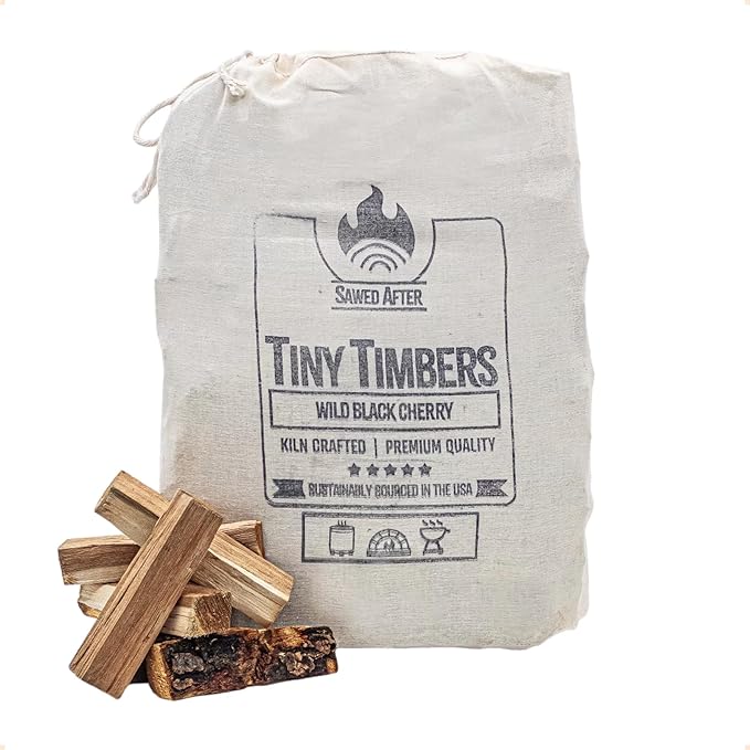 The Tiny Timbers USDA Grade Kiln Dried Hardwood for Table Top Fire Pit and Pizza Oven | Compatible with Solo Stove Mesa & Mesa XL | 5" Splits | USA Sourced | 15 lb. | 1000+ cu. in. | Wild Black Cherry