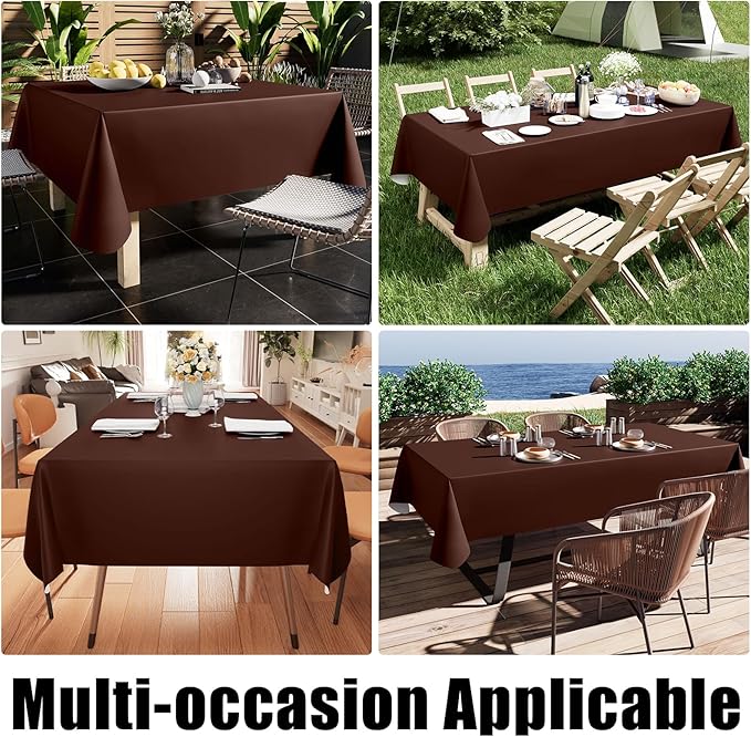 Smiry Rectangle Table Cloth 52x70 Inch, Waterproof Wipeable Vinyl Tablecloths Protector, Oil Spill Proof Plastic Table Cover for Dining, Picnic, Camping, Outdoor, Coffee