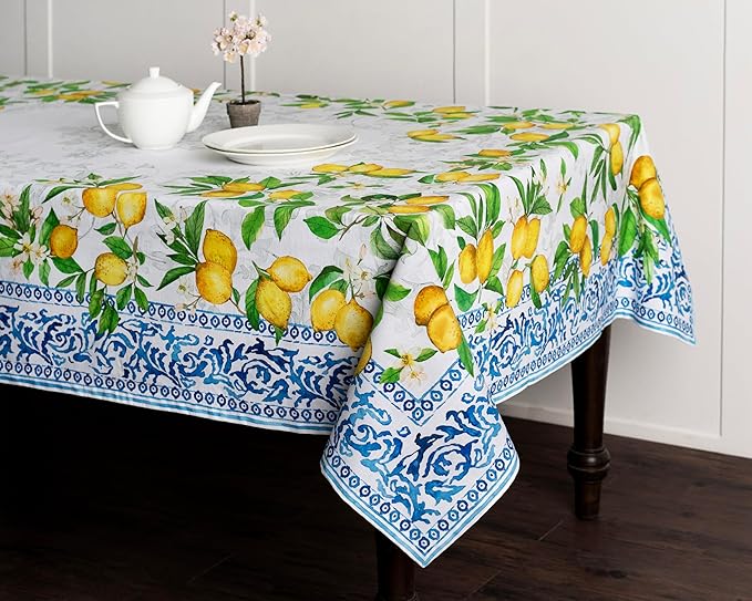 Maison d' Hermine Table Cloth Rectangle Table 100% Cotton 54 x 72 Inches Tablecloth Reusable Decorative Everyday Use for Dining Room, Farmhouse, Home, Party, Festive & Wedding Spring Summer - Cedrat