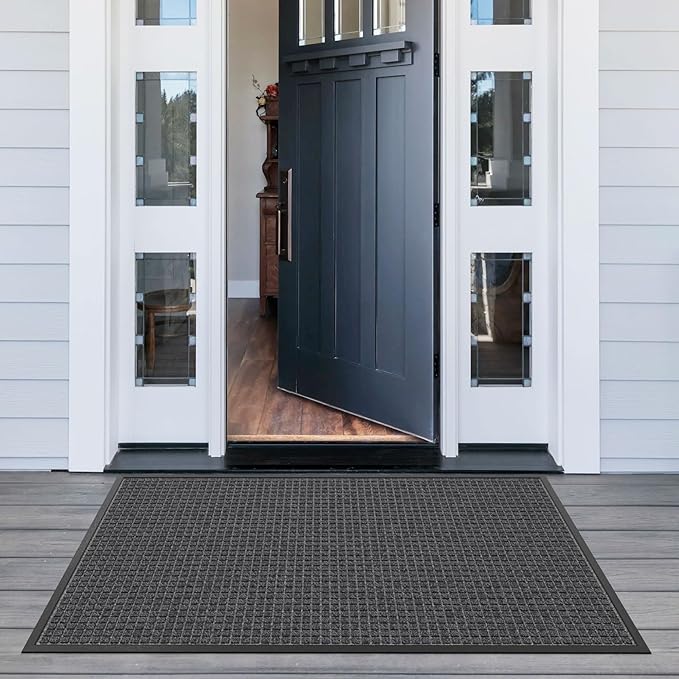 Front Door Mat Outside Entrance, 6' x 2' Heavy Duty Outdoor Mats for Entryway, All Season Weather Outdoor Doormat, Natural Rubber Non Slip Welcome Mats for Front Door