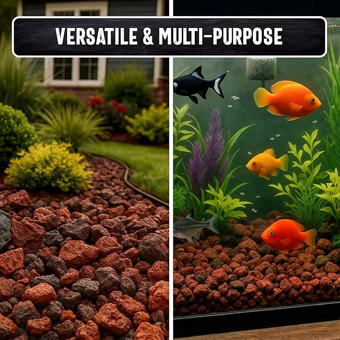 7lb Natural Volcanic Lava Rocks for Gas Fire Pit & Grill – Stones for Indoor/Outdoor Propane Fireplaces – Even Heat Distribution, Reduces Flare Ups Lava Rock by FryOilSaver Co. (Pack of 1)