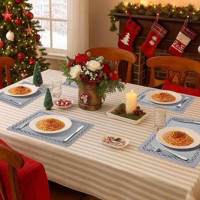 Placemats Set of 4, Heat Resistant & Waterproof Table Mats for Dining, Non Slip Scratch Proof Place Mats for Kitchen, Easy to Clean - Outdoor,Indoor Use(17x12 Inch)
