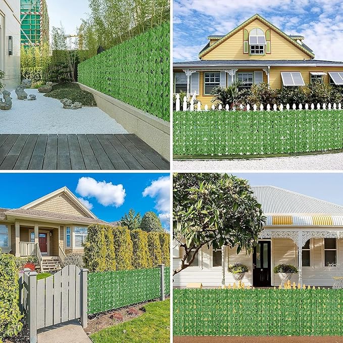 Artificial Ivy Privacy Fence Wall Screen,200x40 in UV-Anti Faux Greenery Backdrop Ivy Vine Leaf Hedges Fence Panels for Patio, Balcony, Garden, Backyard Indoor Outdoor Green Wall Decor