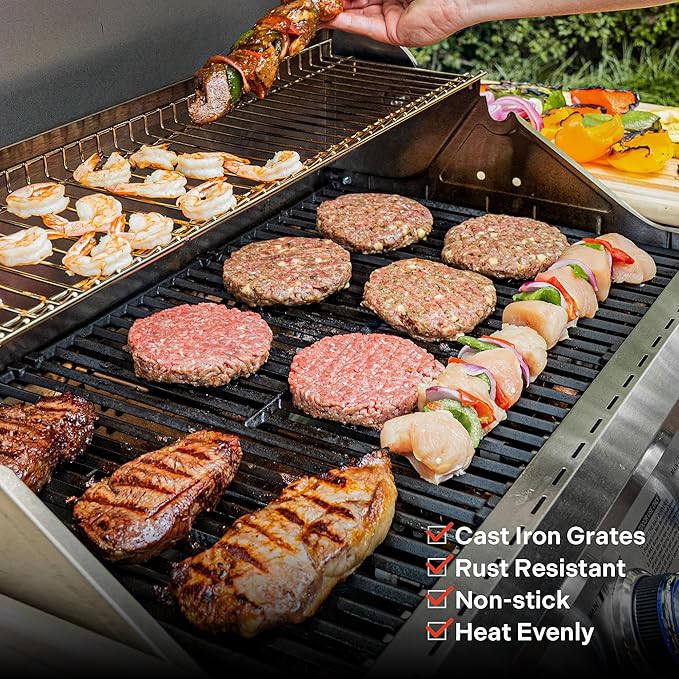 Monument Grills Larger Convertible 4-Burner Natural Gas Grill Stainless Steel Cabinet Style Propane Grills with Cooking Plate(2 items)