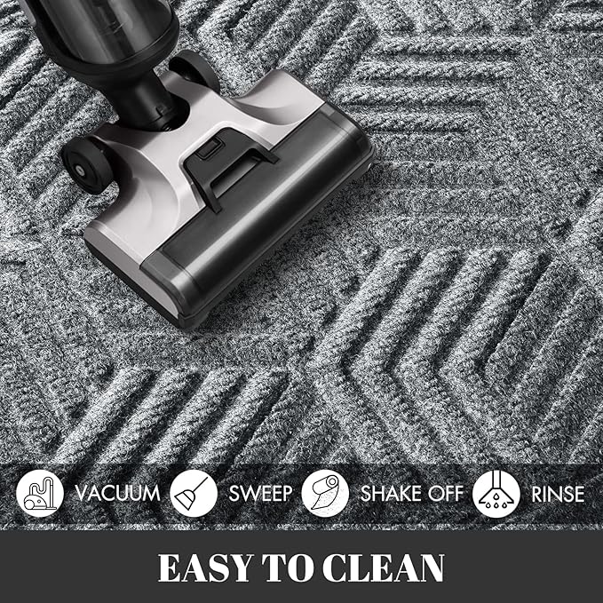 Yimobra Extra Large Door Mat 60x32, All-Season Waterproof Outdoor Mats for Front Door Entrance with Drainage Holes, Heavy Duty Non-Slip Doormat for Garage Patio Entryway Indoor, Black Gray