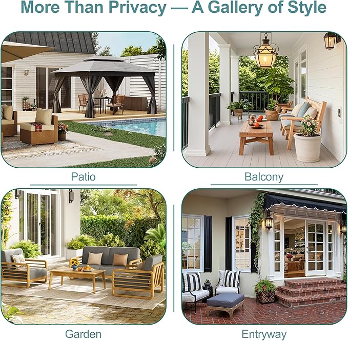 Metal Privacy Screen Outdoor Freestanding Privacy Wall Panels and Decorative Patio Dividers,Crafted from Steel with Sun-Proof Design,Ideal for Patio,Garden,72" H×47" L(Wooden&Vintage-3 Panels