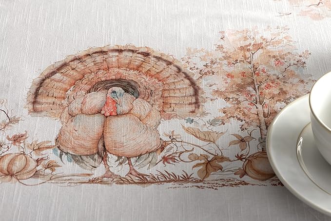 Maison d' Hermine Table Cloth Square Table 100% Cotton 60 x 60 Inches Fall Tablecloth Reusable Everyday Use for Thanksgiving Christmas Decorations Dining Farmhouse Party (Giving Thanks)