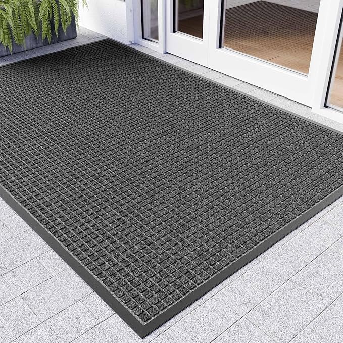 Front Door Mat Outside Entrance, 6' x 3' Heavy Duty Indoor Outdoor Door Mats for Entryway, All Season Weather Outdoor Doormat, Natural Rubber Non Slip Welcome Mats for Front Door