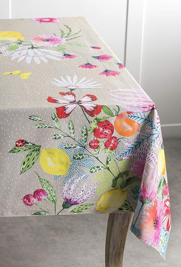 Maison d' Hermine Table Cloth Square Table 100% Cotton 54 x 54 Inches Tablecloth Reusable Decorative for Dining Room, Farmhouse, Home, Party, Festive & Wedding Spring Summer - Jardin D'Ete - Fog