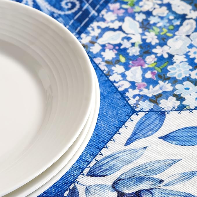 Maison d' Hermine Table Cloth Square Table 100% Cotton 60 x 60 Inches Tablecloth Reusable Decorative Everyday Use for Dining Room, Farmhouse, Home Party, Festive & Wedding Spring Summer - Summer Blues