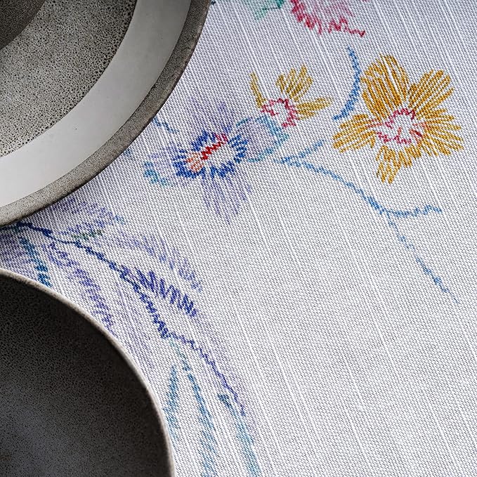 Maison d' Hermine Table Cloth Square Table 100% Cotton 54 x 54 Inches Tablecloth Reusable Decorative for Dining Room, Farmhouse, Home, Party, Festive & Wedding Spring Summer - Paradise Island