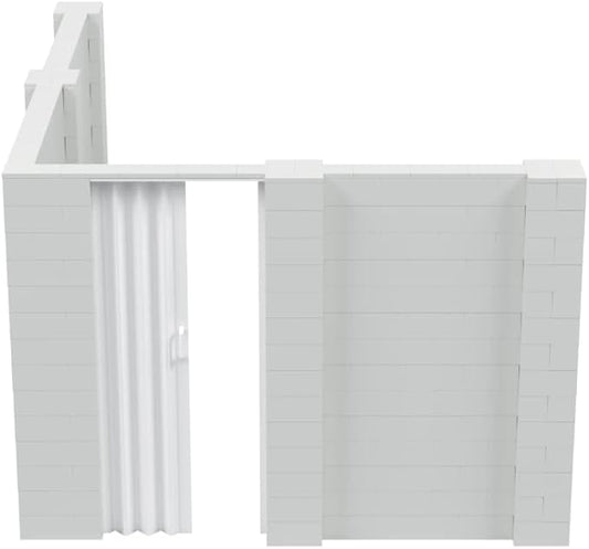 EverBlock 10’ x 12’ x 7’ L-Shaped Wall Kit with Accordion Door | 3’ x 7’ Doorway | Modular Building Blocks | Wall Display | Room Divider & Partition | Reusable | Indoor & Outdoor Use | Translucent