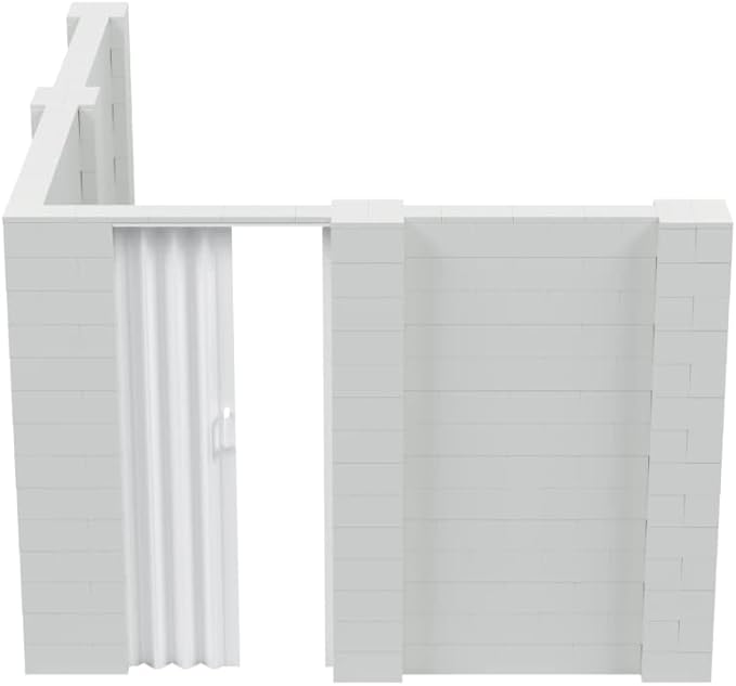 EverBlock 10’ x 12’ x 7’ L-Shaped Wall Kit with Accordion Door | 3’ x 7’ Doorway | Modular Building Blocks | Wall Display | Room Divider & Partition | Reusable | Indoor & Outdoor Use | Red