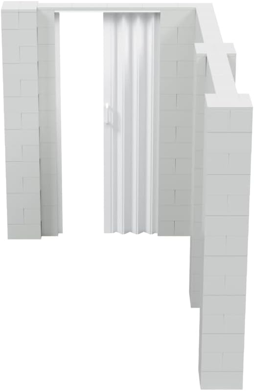 EverBlock 6’ x 10’ x 7’ L-Shaped Wall Kit with Accordion Door | 3’ x 7’ Doorway | Modular Building Blocks | Wall Display | Room Divider & Partition | Reusable | Indoor & Outdoor Use | Green