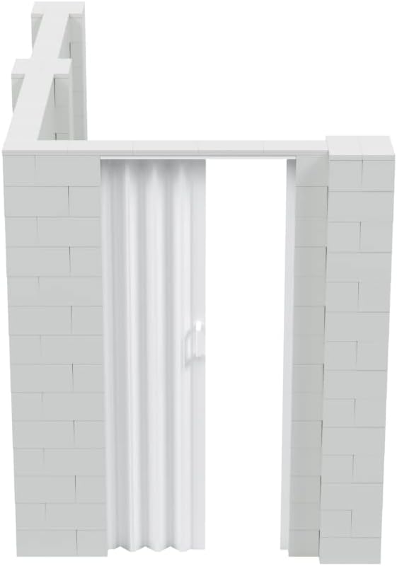 EverBlock 6’ x 10’ x 7’ L-Shaped Wall Kit with Accordion Door | 3’ x 7’ Doorway | Modular Building Blocks | Wall Display | Room Divider & Partition | Reusable | Indoor & Outdoor Use | Light Gray
