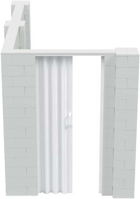 EverBlock 6’ x 10’ x 7’ L-Shaped Wall Kit with Accordion Door | 3’ x 7’ Doorway | Modular Building Blocks | Wall Display | Room Divider & Partition | Reusable | Indoor & Outdoor Use | Green