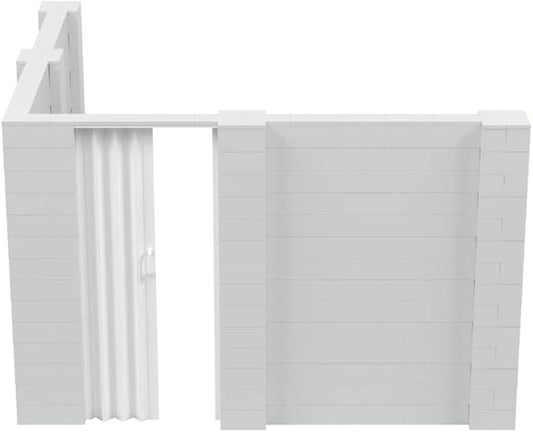 EverBlock 10’ x 10’ x 7’ L-Shaped Wall Kit with Accordion Door | 3’ x 7’ Doorway | Modular Building Blocks | Wall Display | Room Divider & Partition | Reusable | Indoor & Outdoor Use | Translucent