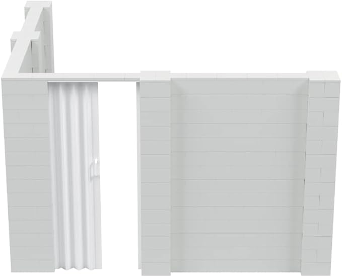 EverBlock 10’ x 10’ x 7’ L-Shaped Wall Kit with Accordion Door | 3’ x 7’ Doorway | Modular Building Blocks | Wall Display | Room Divider & Partition | Reusable | Indoor & Outdoor Use | Red