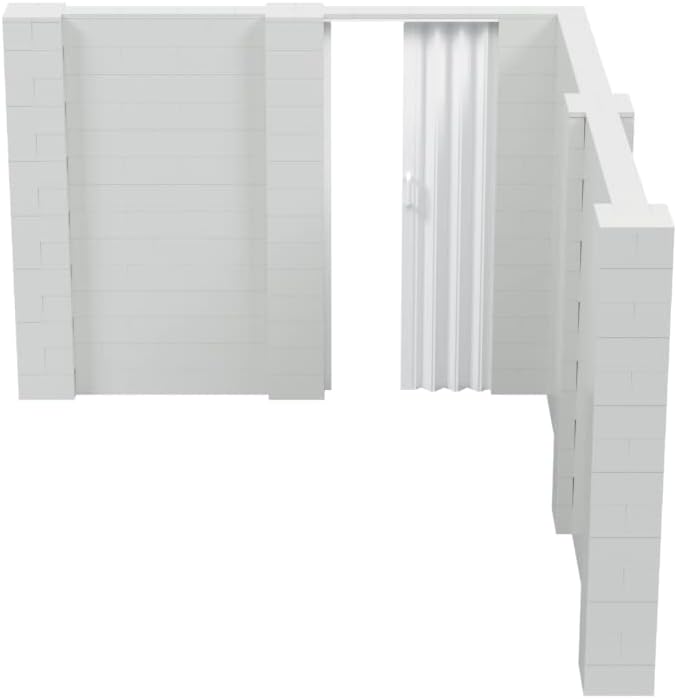 EverBlock 10’ x 12’ x 7’ L-Shaped Wall Kit with Accordion Door | 3’ x 7’ Doorway | Modular Building Blocks | Wall Display | Room Divider & Partition | Reusable | Indoor & Outdoor Use