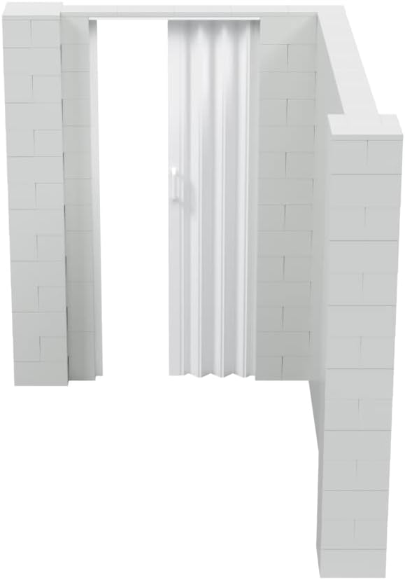 EverBlock 6’ x 8’ x 7’ L-Shaped Wall Kit with Accordion Door | 3’ x 7’ Doorway | Modular Building Blocks | Wall Display | Room Divider & Partition | Reusable | Indoor & Outdoor Use | Black