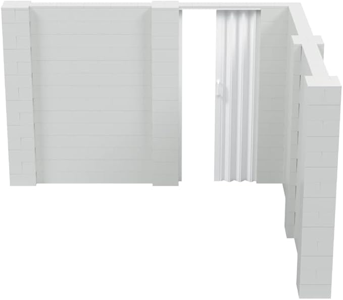 EverBlock 10’ x 10’ x 7’ L-Shaped Wall Kit with Accordion Door | 3’ x 7’ Doorway | Modular Building Blocks | Wall Display | Room Divider & Partition | Reusable | Indoor & Outdoor Use | Green