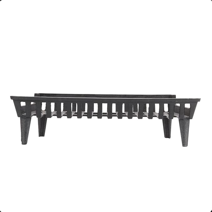 Fireplace Grate 27 inch Heavy Duty, Cast Iron Fire Grate - 27" W x 15" D x 7" H