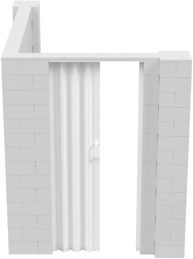 EverBlock 6’ x 8’ x 7’ L-Shaped Wall Kit with Accordion Door | 3’ x 7’ Doorway | Modular Building Blocks | Wall Display | Room Divider & Partition | Reusable | Indoor & Outdoor Use | Dark Gray