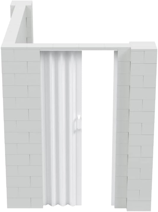 EverBlock 6’ x 8’ x 7’ L-Shaped Wall Kit with Accordion Door | 3’ x 7’ Doorway | Modular Building Blocks | Wall Display | Room Divider & Partition | Reusable | Indoor & Outdoor Use | Dark Gray