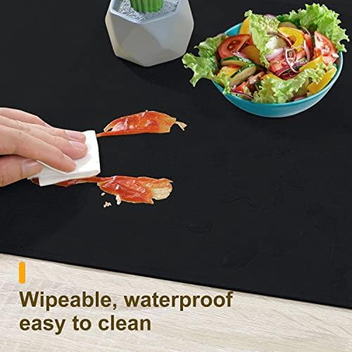 Waterproof Wipeable Table Runner, Thick Farmhouse Table Runner, Dresser Runner, Rustic Table Runner for Kitchen Dining Room, Bedroom, Living Room, Indoor and Outdoor (36'', Black)