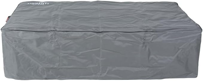 Elementi Granville Fire Pit Bundle Outdoor Firepit Set Includes 60” Natural Gas Concrete Firepit Table, Glass Windscreen, Stainless Steel Cover, Canvas Cover, Floor Mat, Ice Bucket