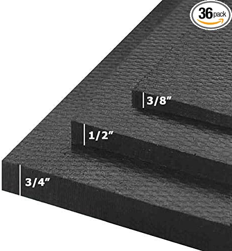 American Floor Tiles - Heavy Duty Stall Tiles - Stable/Horse Tiles - Thick, Durable Rubber Flooring Solid Black 12' x 12' Set 1/2" Thick (36 Tiles Total)
