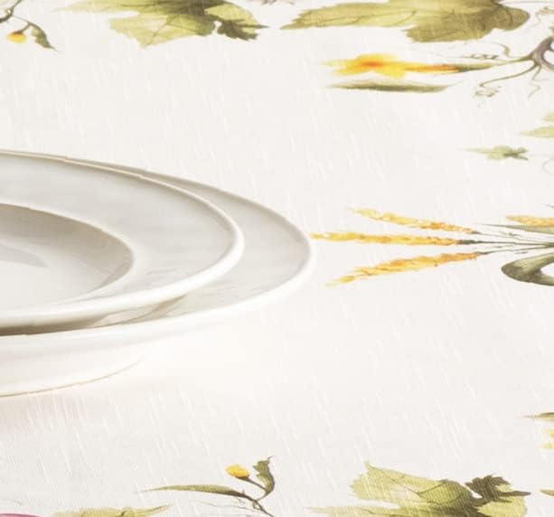 Maison d' Hermine Table Cloth Rectangle Table 100% Cotton 70 x 90 Inches Fall Tablecloth Reusable Everyday Use for Thanksgiving Christmas Decorations Dining Farmhouse (Pumpkin Garden - Cloudy Cream)