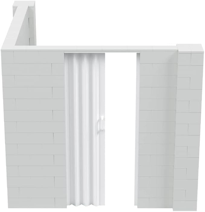 EverBlock 8’ x 8’ x 7’ L-Shaped Wall Kit with Accordion Door | 3’ x 7’ Doorway | Modular Building Blocks | Wall Display | Room Divider & Partition | Reusable | Indoor & Outdoor Use | Dark Gray
