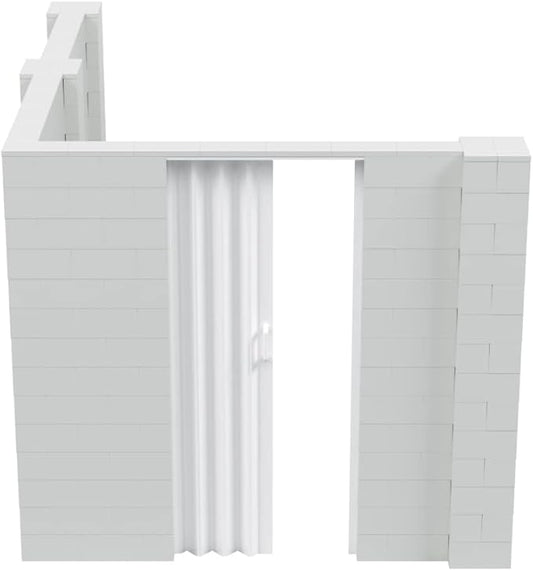 EverBlock 8’ x 10’ x 7’ L-Shaped Wall Kit with Accordion Door | 3’ x 7’ Doorway | Modular Building Blocks | Wall Display | Room Divider & Partition | Reusable | Indoor & Outdoor Use | Green